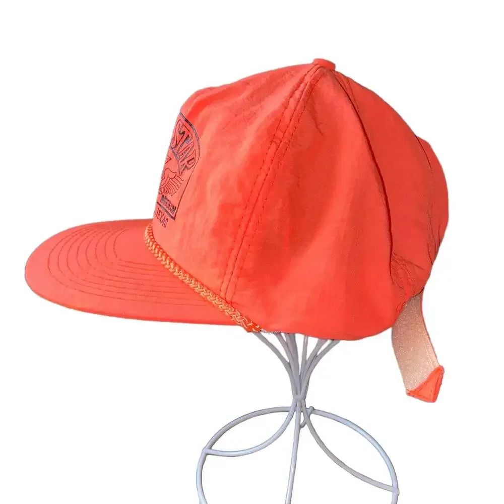 Vintage Lone Star Flight Museum Galveston Texas Hat Cap dad hat neon orange - Picture 2 of 5